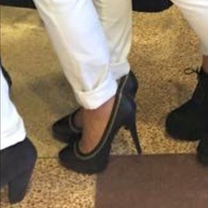 Black Faux Leather Pumps